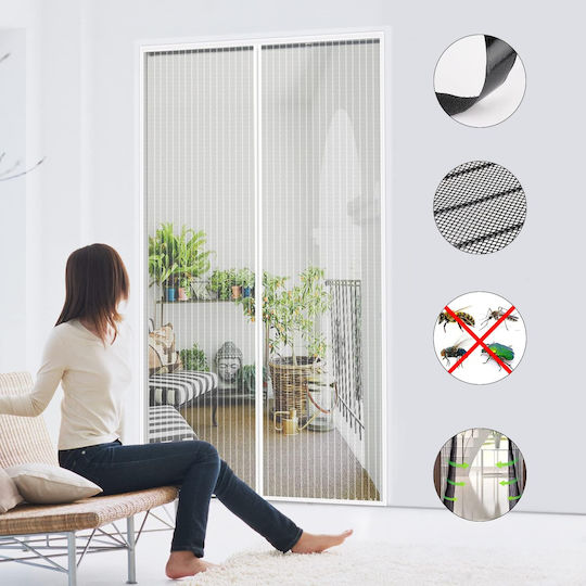 Door Mosquito Net with Magnetic Clasp White 220x150cm