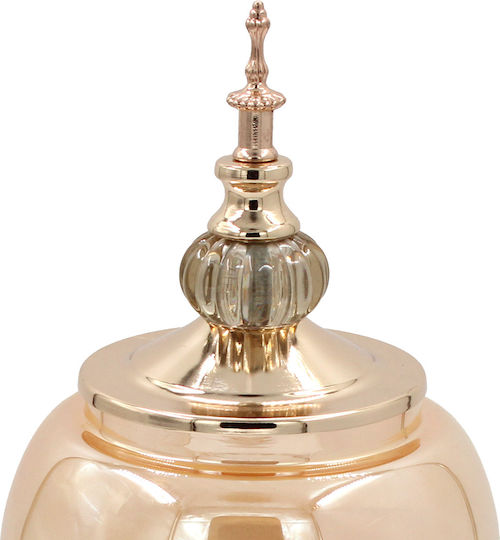 Keskor Φοντανιέρα Γυάλινη με Καπάκι 16.5x16.5x34cm Χρυσή
