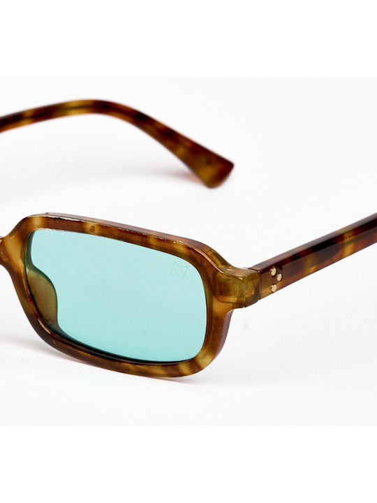 AV Sunglasses Logan Unisex Sunglasses with Brown Horn-Rimmed Frame and Brown Lens 125-Honey/Green
