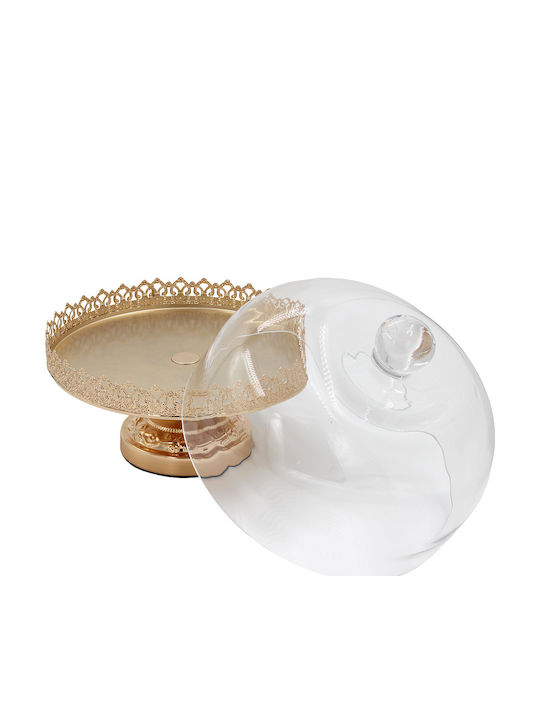Keskor Glass Gold Cake Stand 28x28x28cm