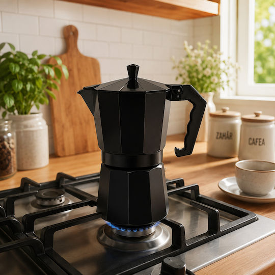 Electric Stovetop Espresso Pot 12 Cups Black