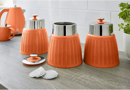 Swan Set 3 Bucăți Borcane de Uz General cu Capac Plastic Portocalii 1200ml 3 Bucăți