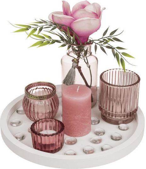 Wooden Tray Candle Vase & Holders Rose Gold