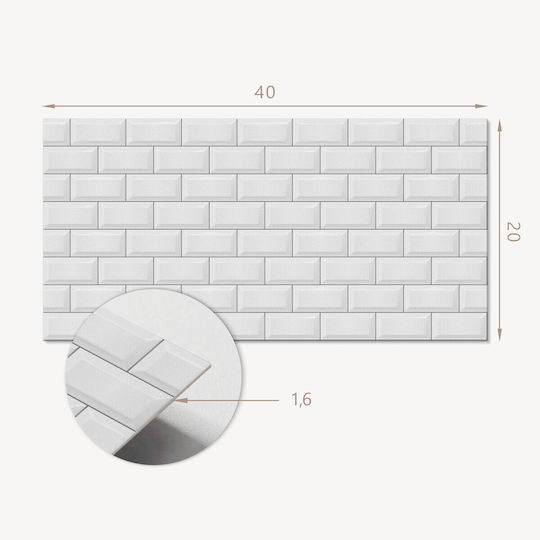Vinyl Wall Tiles Print Dining Room Brick Design 10x40x20 Pieces