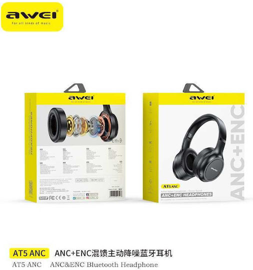 Awei 023276 Wireless / Wired Over Ear Headphones with 30 Hours Playing Time Black
