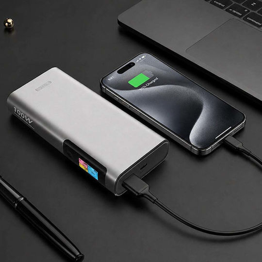 123accu Power Bank 20000mAh 100W cu Port USB-A și Port USB-C Power Delivery Argintiu