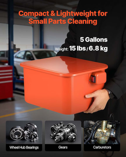 Vevor Portable Automotive Parts Cleaner 19L Tank 13L Solution Capacity Electric Pump Maximum Output 1.5L/Minute Qcljqxt5galb7drnt001v2