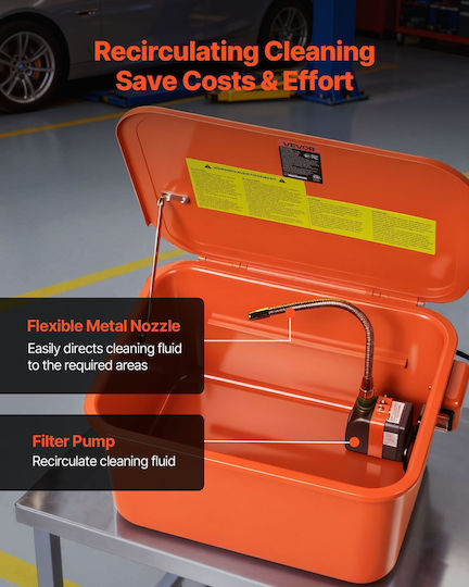 Vevor Portable Automotive Parts Cleaner 19L Tank 13L Solution Capacity Electric Pump Maximum Output 1.5L/Minute Qcljqxt5galb7drnt001v2