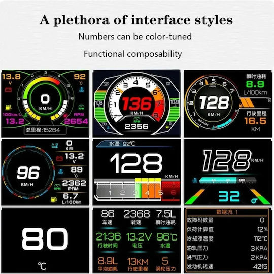 Mizoo Digitales Instrument Obd2 Head Up Display Tachometer RPM-Zähler Für Auto 4002-99