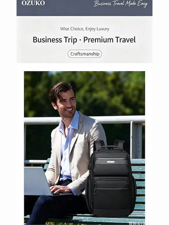 Ozuko Backpack Αδιάβροχο Μαύρο