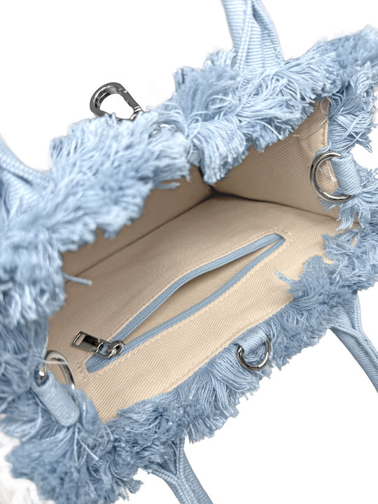 Feel & Touch Caribbean Fabric Beach Bag Light Blue
