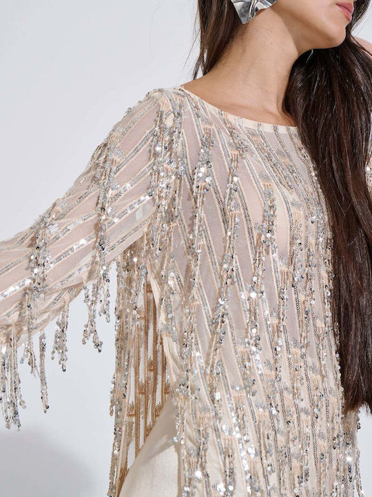 Women's Blouse with 3/4 Sleeve Silver