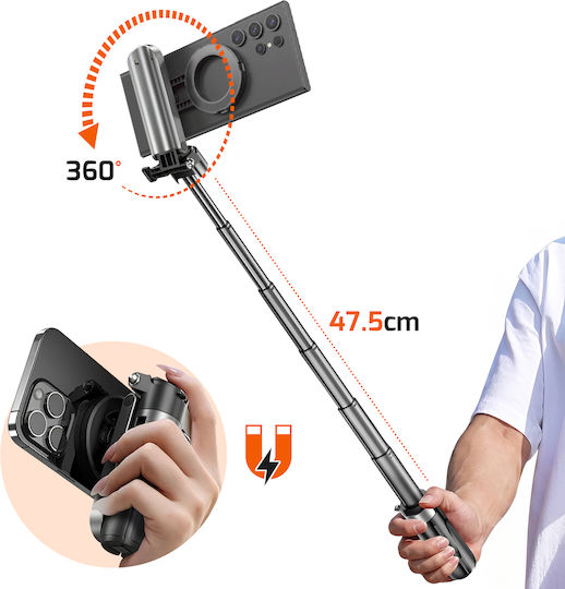 Linq Selfie Stick Magsafe Ultra-compact Quadripod Remote Control Black