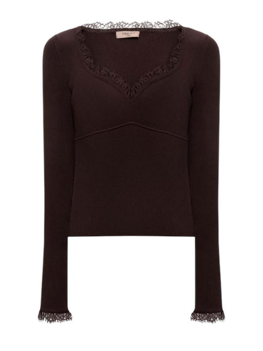 Women's Long Sleeve Brown Sweater