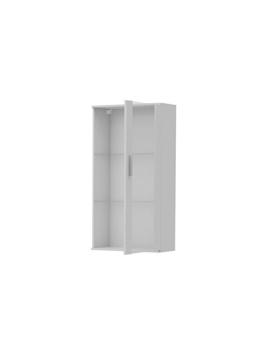 Tornola 103 Wall Living Room Display Cabinet Made of Wood with Window and Lighting White 60x29x116cm