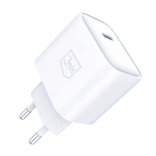 3MK USB-C Charger with USB-C Cable - USB-C 20W Power Delivery White (Rayo)