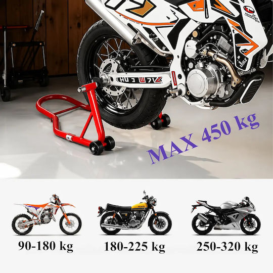 Suport universal față spate pentru motocicletă Zola suportă 450 kg reglabil 355 mm ridicare oțel