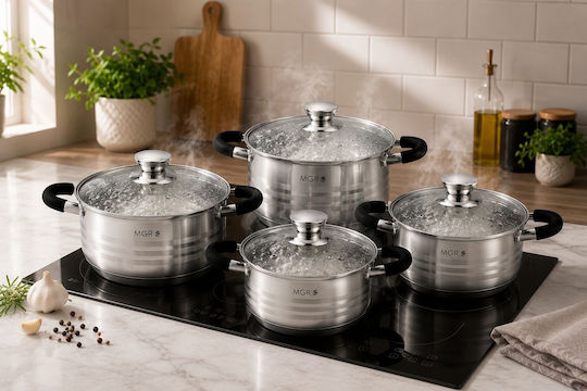 Alpha-Market ELO Rostfreier Stahl Töpfe Set 4 Töpfe Alpha-Market ELO Rostfreier Stahl Töpfe Set 4 Töpfe