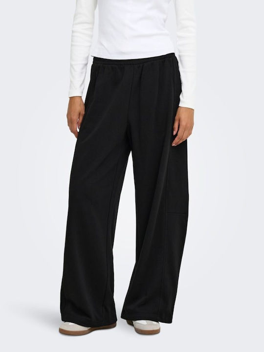 Damen Stoffhose mit Gummiband in Loose Passform Schwarz