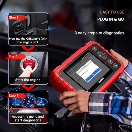 Launch Crp123x Elite V3.0 Tester de diagnostic auto profesional Scanner OBD2 Android 8.1 Ecran tactil de 5 inci 4 sisteme ECU Diagnostic 7 funcții de resetare service Epb Dpf Bms Sas Oil Citire Vin WiFi