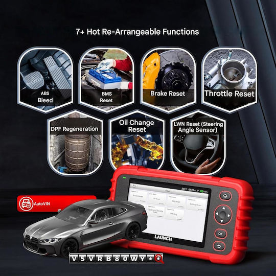 Launch Crp123x Elite V3.0 Tester de diagnostic auto profesional Scanner OBD2 Android 8.1 Ecran tactil de 5 inci 4 sisteme ECU Diagnostic 7 funcții de resetare service Epb Dpf Bms Sas Oil Citire Vin WiFi