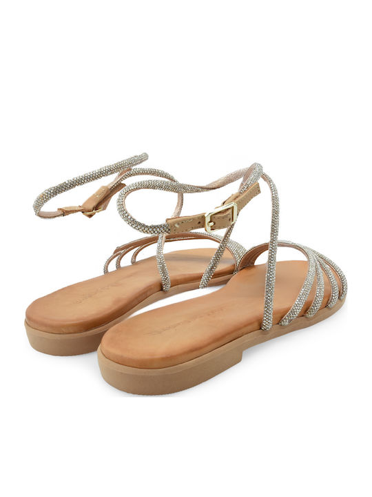 Flache Sandalen Für Damen Gold