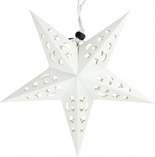 LED Paper Star With Glass Christmas Window Decoration Hanging Glass 3D