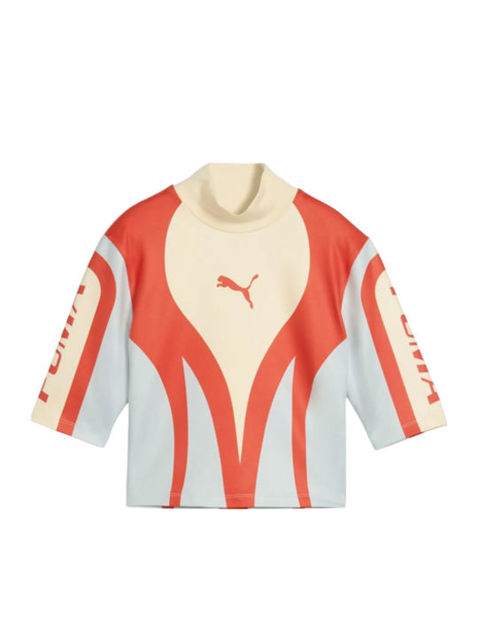 Archive Damen Crop Top Kurzärmelig Weiß