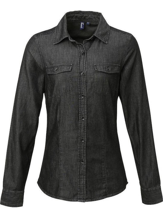 Μακρυμάνικο Γυναικείο Τζιν Πουκάμισο Black Denim
