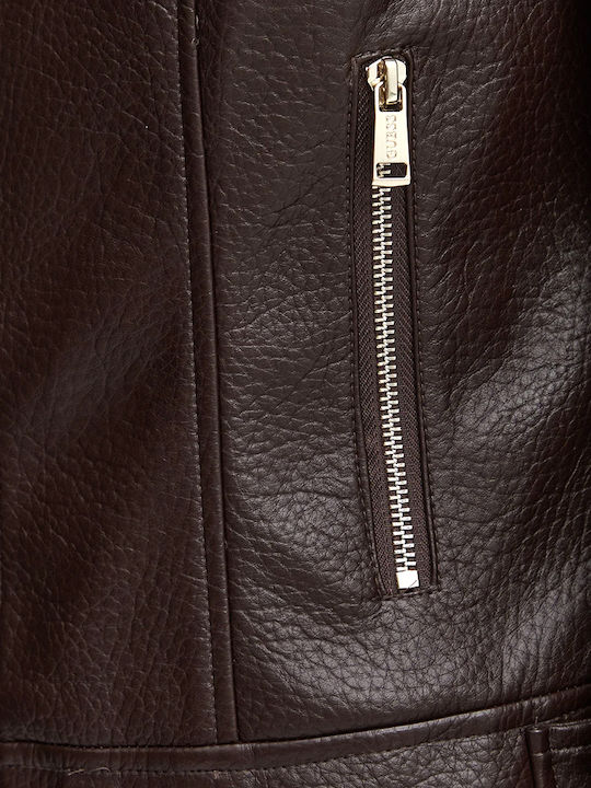 Marlene Damen Biker Jacke Braun