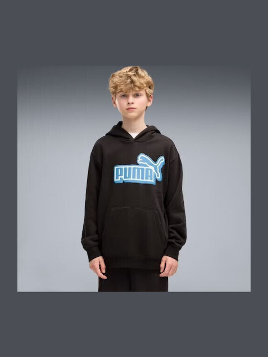 Fleece Kinder-Sweatshirt mit Kapuze und Taschen Schwarz Ess Lab