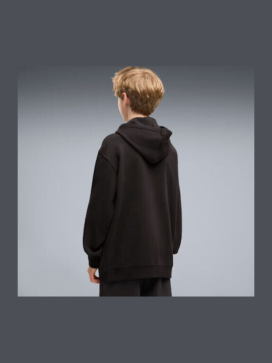 Fleece Kinder-Sweatshirt mit Kapuze und Taschen Schwarz Ess Lab
