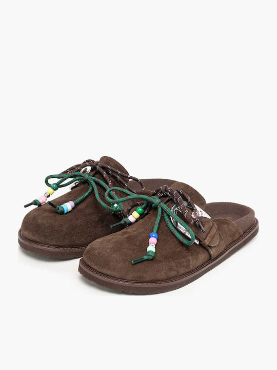 Mules With Heel In Brown Colour