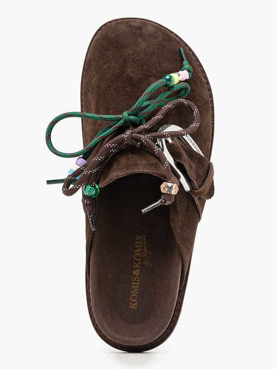 Mules With Heel In Brown Colour