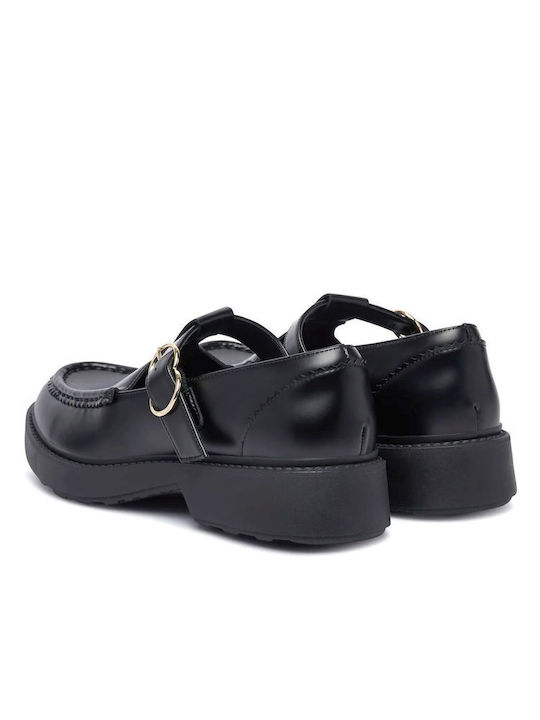 Leather Women's Moccasins In Black Color