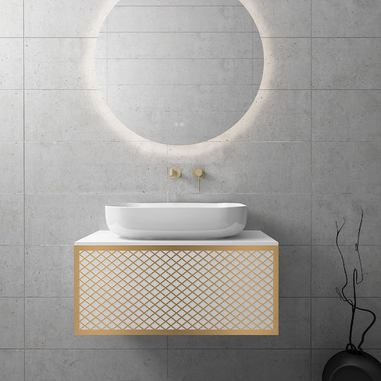 Orabella Wire 80 Badezimmer Waschtisch-Einheiten Ohne Waschbecken M80xB45xH35cm Weiß/Gold