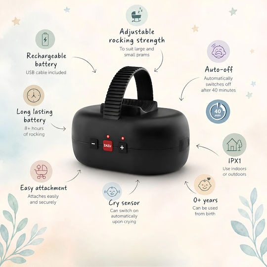 Zazu Robby Rocker V3 Wiederaufladbare Kinderwagenzubehör Vibrationsgerät