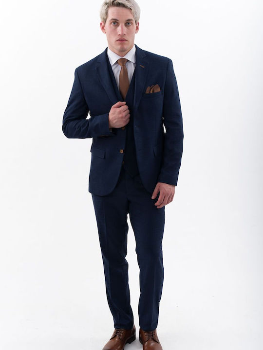 Men's Suit with Vest Blue