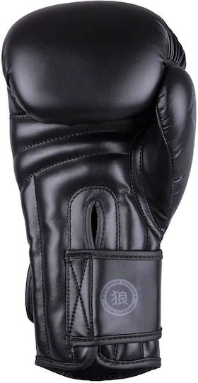 Okami Boxing Gloves Made of Synthetic Leather for Competition Black