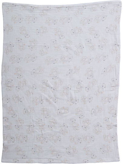 Nef-Nef Homeware Pătură De Înfășat Și Leagăn Teddy Pique Albastră Deschis Cu Animăluț 75x100cm