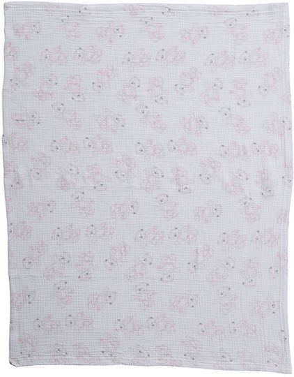 Nef-Nef Homeware Nursery Swaddling Blanket Teddy Waffle Beige with Animal 75x100cm