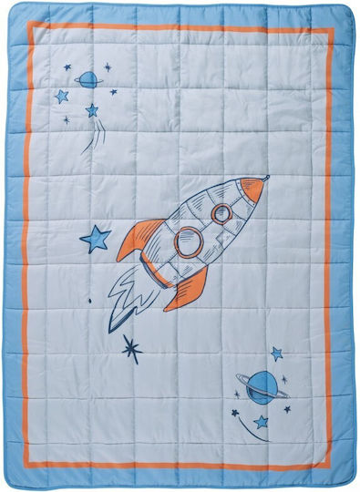 Das Home Blanket Nursery Swaddling Blankets Space Love Fleece Blue Blue, Grey, Orange 80x110cm
