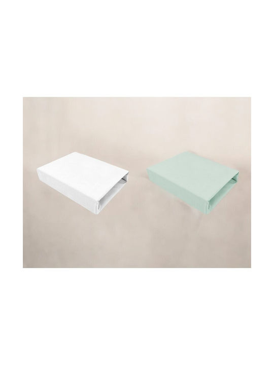 Qmini Set de cearșafuri pentru bebeluși Pentru Cradle Bumbac Potrivit White / Cold Mint 2buc 50x90buc