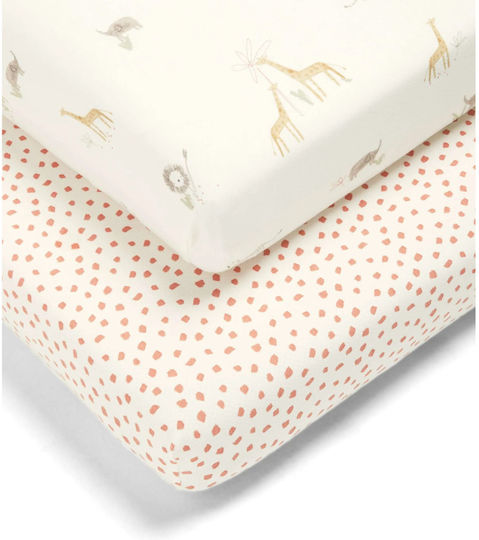 Mamas & Papas Baby Sheets Set Crib Cotton Beige 70x142cm 2pcs