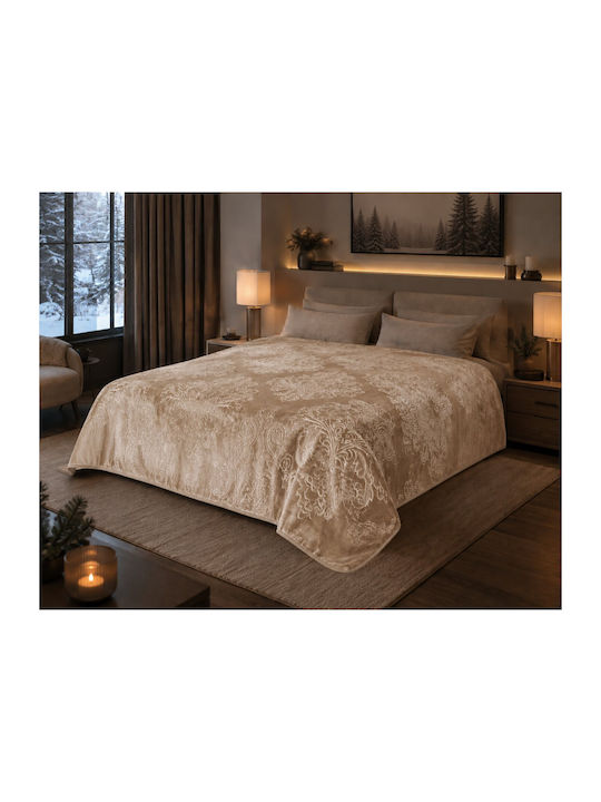 Super King geprägte Samtdecke 220x240 Blnkt-emcla-beige