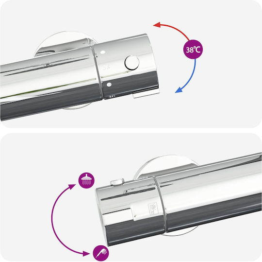 vidaXL Mixer & Shower Head Built-in Set for Shower Silver