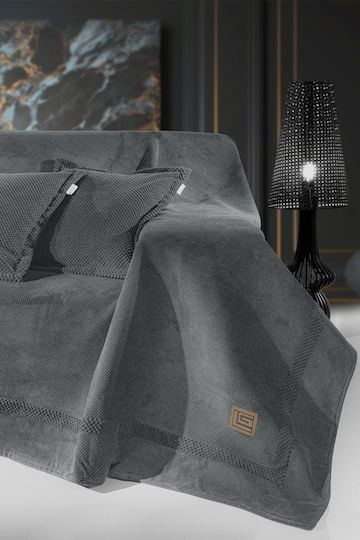 Guy Laroche Rubicon Sofa Throw 2 Seater 2 Sides 170x250cm Anthracite