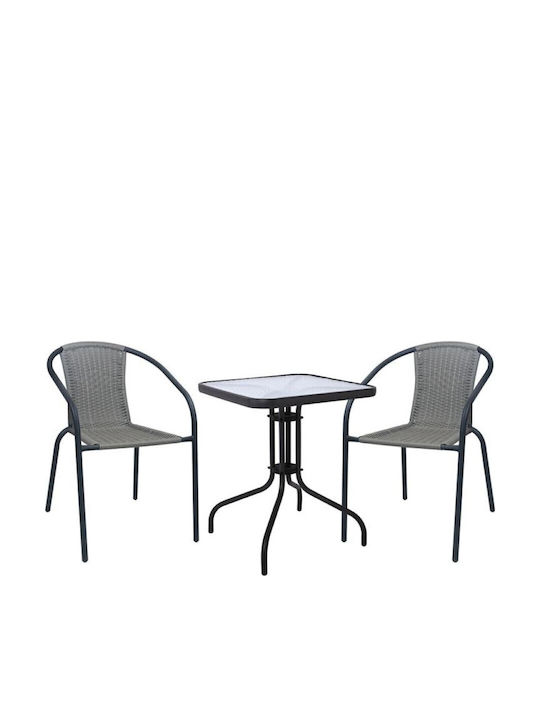 Garten- und Outdoor-Möbelsets Speisesaal Baleno-w 3 Stück Schwarz