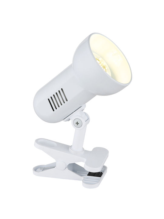 Globo Lighting Basic Настолна Лампа за Цокъл E27 и Щипка в Бял Цвят