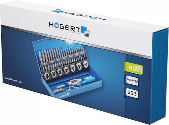 Set De Tarodare Hogert Ht3b582 32 Bucăți M3 HSS